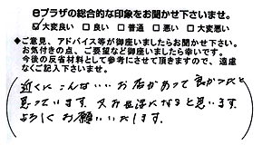 近くにこんないいお店があってよかったと思っています。