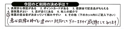 急な故障の時でも速やかに対応してくださいますので、感謝しております。